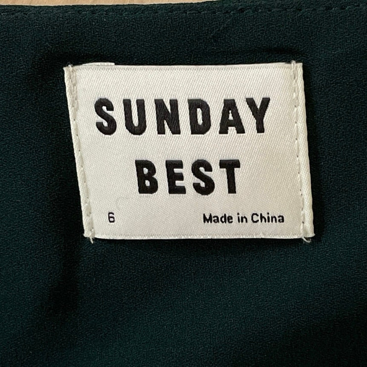 Aritzia Sunday Best Alexi Green Long Sleeve Flowy Mini Flare A-Line Wrap Dress 6