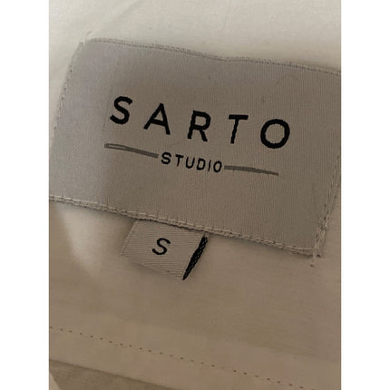 Sarto White Beaded Button Down Heart CutOut Long Sleeve Shirt Blouse Top Size S