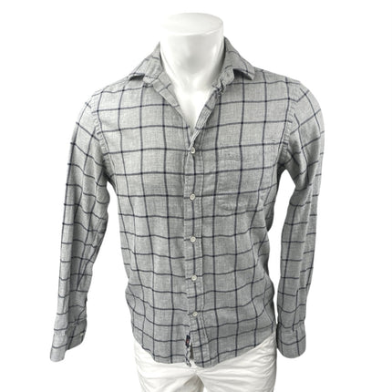 Faherty Mens Gray Plaid Checkered Flannel Long Sleeve Button Down Shirt Top XS