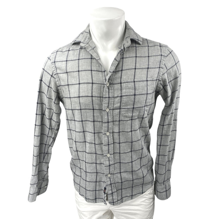 Faherty Mens Gray Plaid Checkered Flannel Long Sleeve Button Down Shirt Top XS
