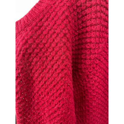 River Island Red Chunky Knit Long Sleeve Open Front Cardigan Sweater Jacket 8