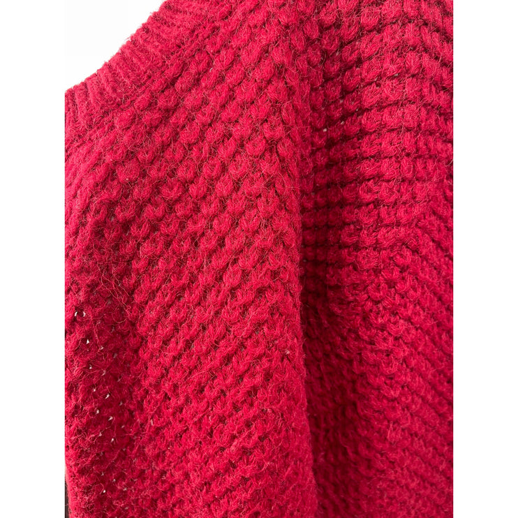 River Island Red Chunky Knit Long Sleeve Open Front Cardigan Sweater Jacket 8
