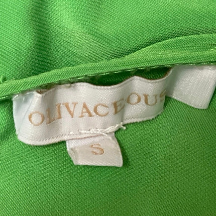 Olivaceous Green Halter Plunging Open Back One Piece Swimsuit Swimwear Size S