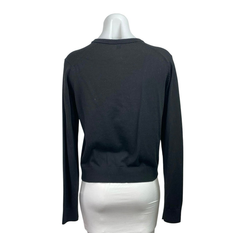 Uniqlo Women's Black Knit Crew Neck Button Down Long Sleeve Cardigan Sweater M