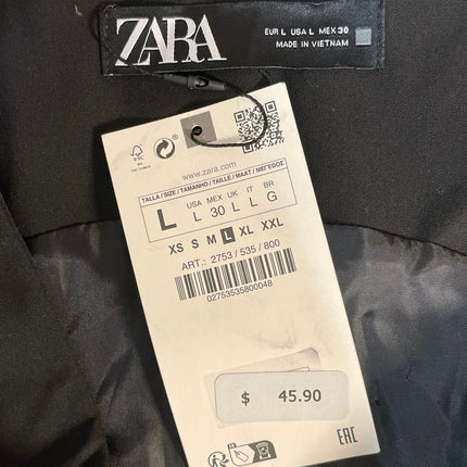 NEW Zara Women's Black Sleeveless V Neck Button Down Cropped Vest Top Size L
