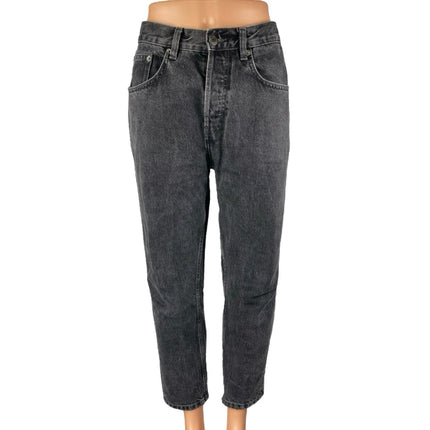 Zara Women's Black High Waisted Straight Tapered Leg Denim Jeans Pants Size 32