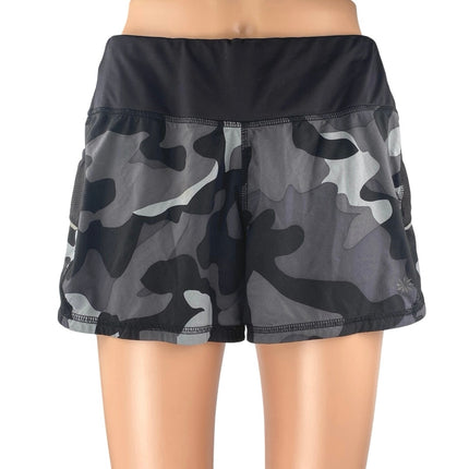 Athleta Black Gray Camo Camouflage Activewear Fitness Yoga Running Shorts Size S