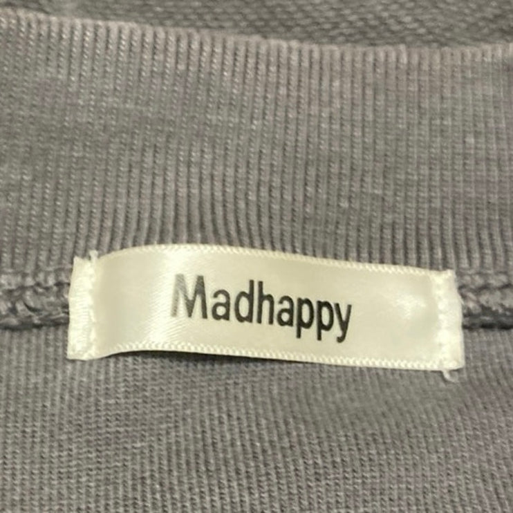 Madhappy Women's Charcoal Gray Spellout Logo Long Sleeve Sweatshirt Top Size L