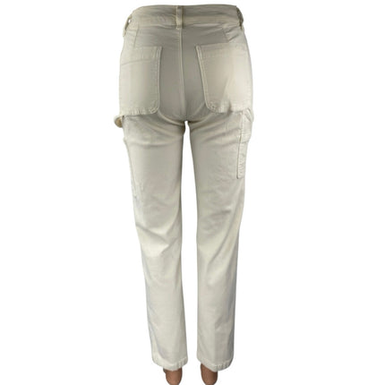 American Eagle Women's White Mid Rise Straight Leg Trousers Denim Jeans Pants 0