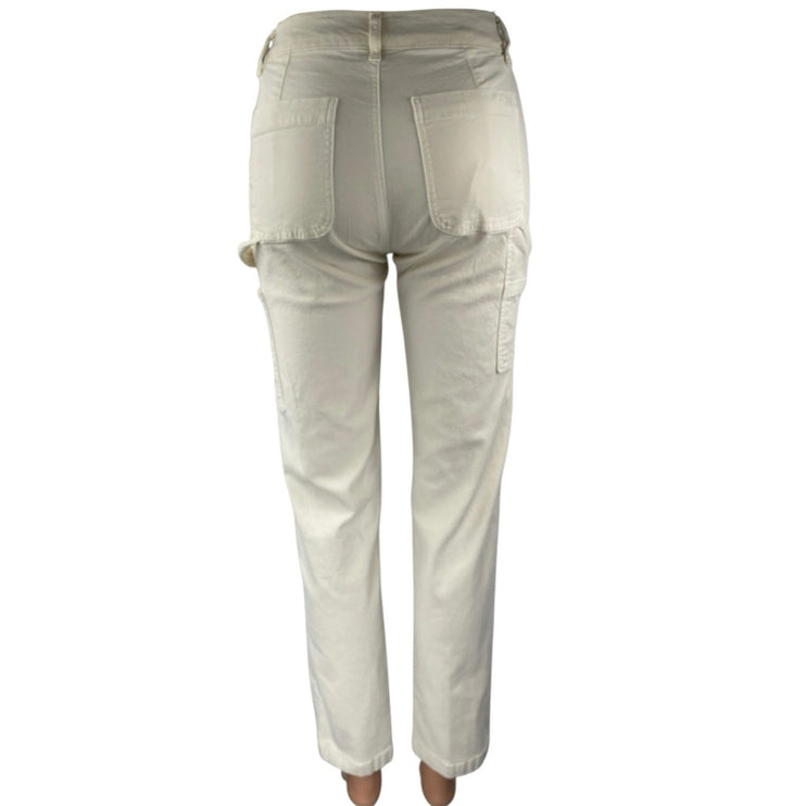 American Eagle Women's White Mid Rise Straight Leg Trousers Denim Jeans Pants 0