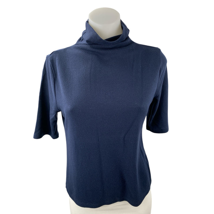 Banana Republic Soft Luxe Women's Blue Turtleneck Half Sleeve Shirt Top Size M