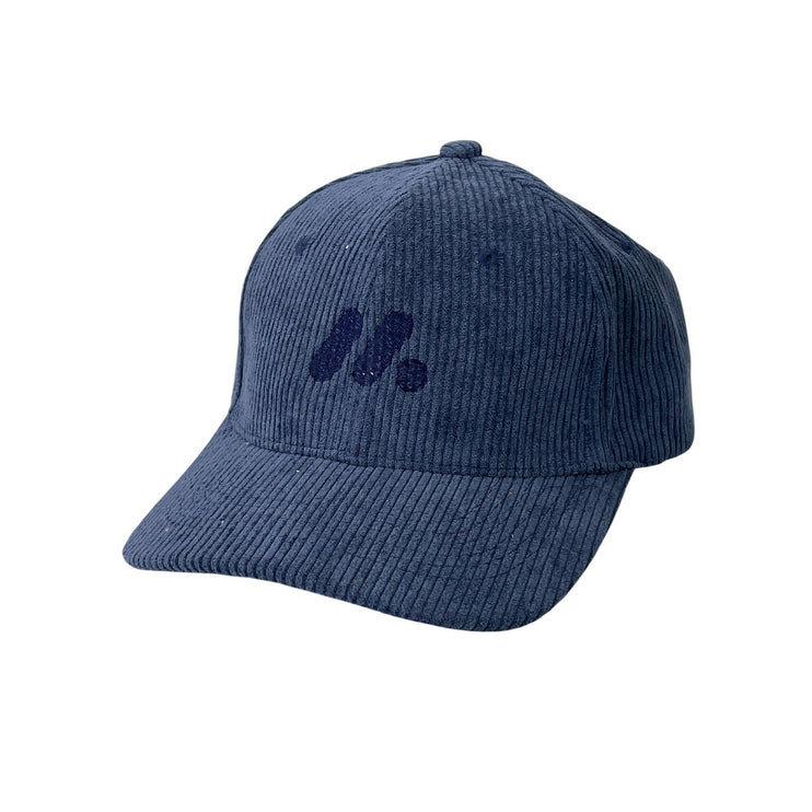 Guppy Women's Navy Blue Ribbed Corduroy Strapback Baseball Cap Hat Size OS