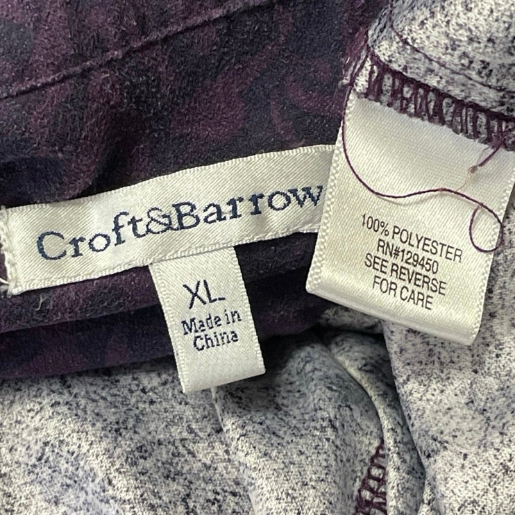 Croft & Barrow Women's Purple Paisley Long Sleeve Button Down Shirt Top Size XL