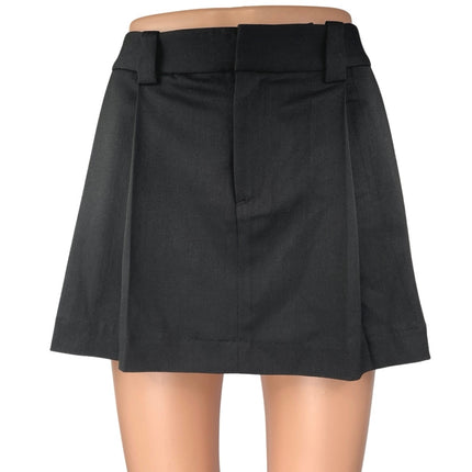 L'Academie Bella Women's Black Pleated High Waist Mini A-Line Flared Skirt Sz M