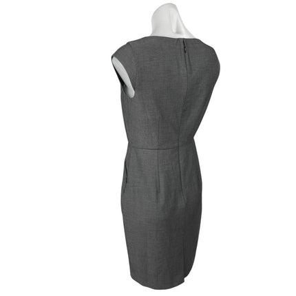 Ann Taylor Gray Scoop Neck Cap Sleeve Stretch Mini Sheath Pencil Dress Size 2