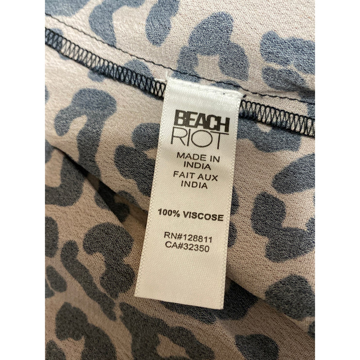 Beach Riot Brown Leopard Animal Print Open Front Long Sleeve Cardigan Top Size S