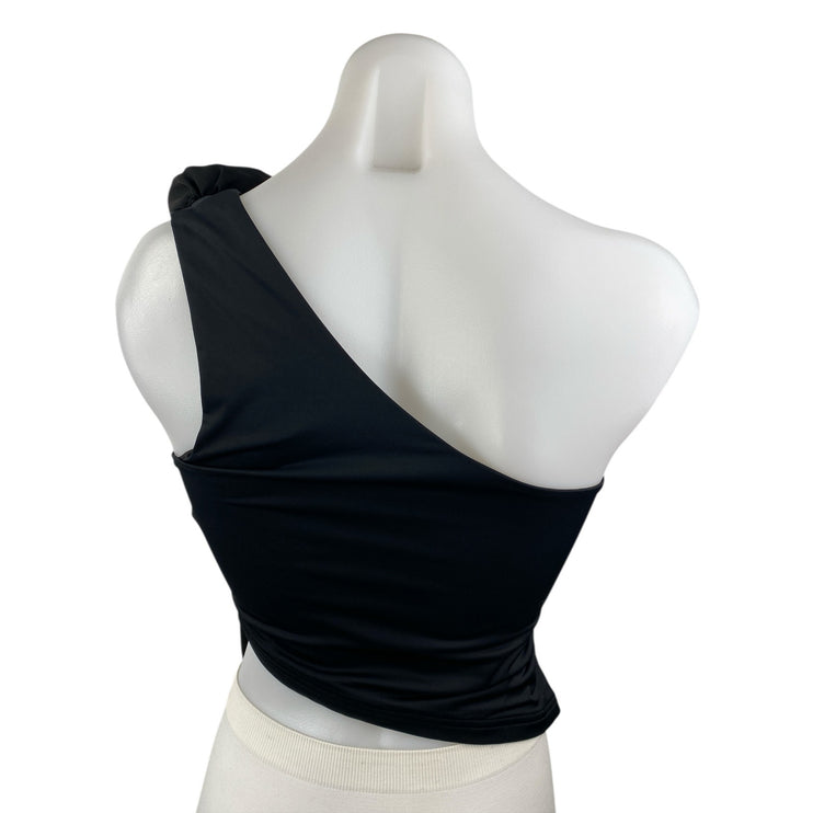 Princess Polly Women's Black One Shoulder Floral Sleeveless Blouse Crop Top 6
