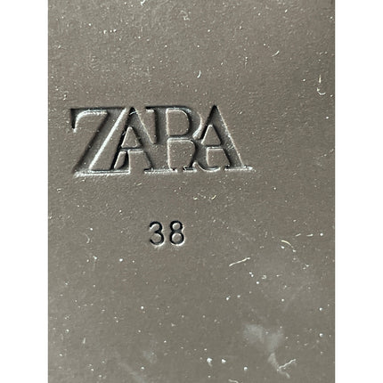 Zara Women's Tan Black Colorblock Suede Leather Mid Heeled Buckle Boots Size 8