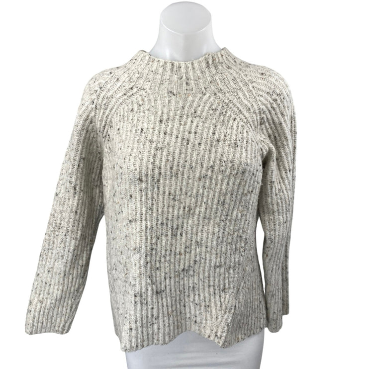 Madewell Women's Gray Ribbed Knit Mock Neck Long Sleeve Sweater Top Size L