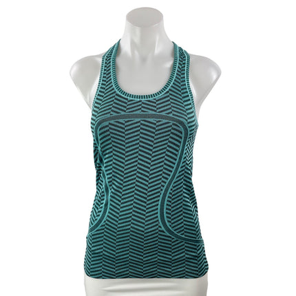 Lululemon Women's Green Striped Swiftly Tech Racerback Athletic Tank Top Size S