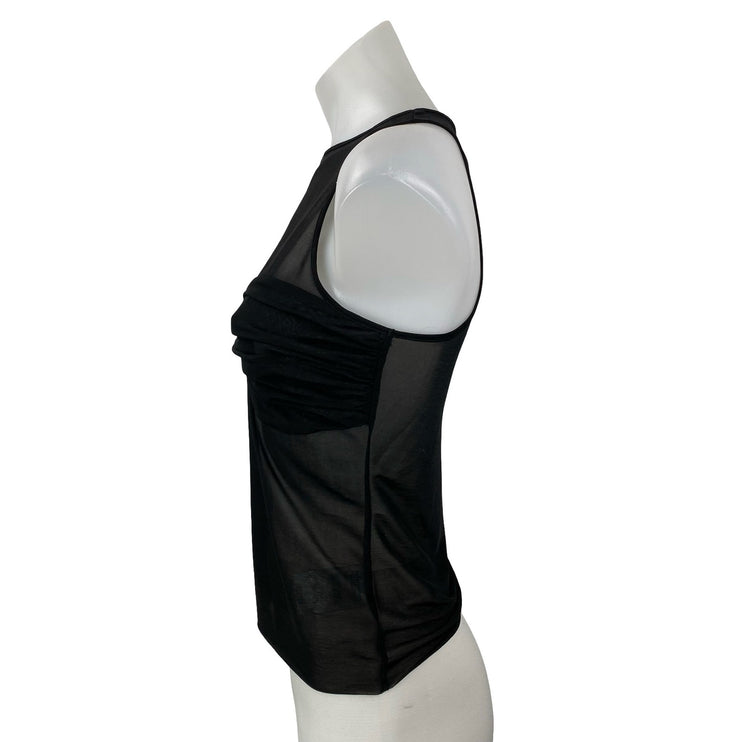 Reformation Rose Black Mesh Sheer Bustier Sleeveless Knit Cami Tank Top Size S