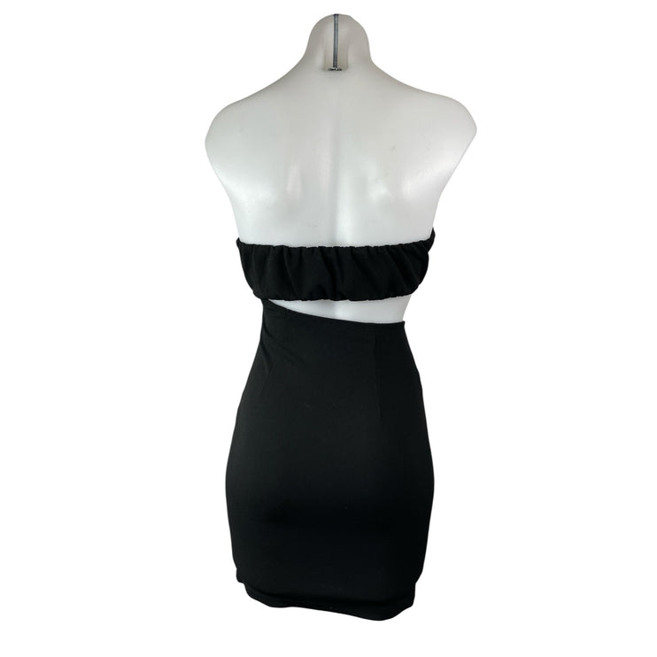 Princess Polly Womens Black Cut Out Sleeveless Tube Bandeau Mini Bodycon Dress 2