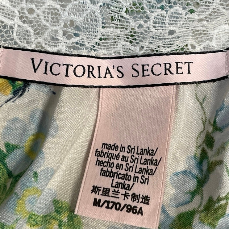 Victoria's Secret Green Floral Lace Sleeveless Cami Tank Peplum Blouse Top M