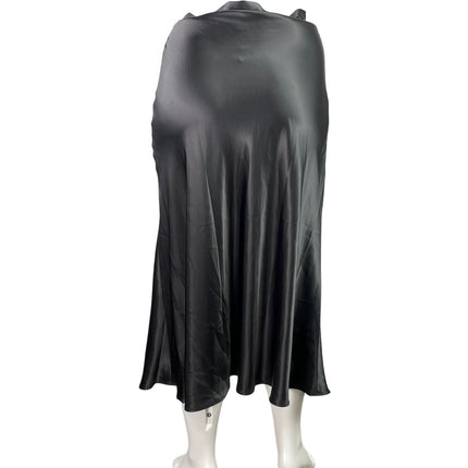 NEW Monki Bailey Black Silk Satin High Waisted Straight Midi Skirt Size 10/12