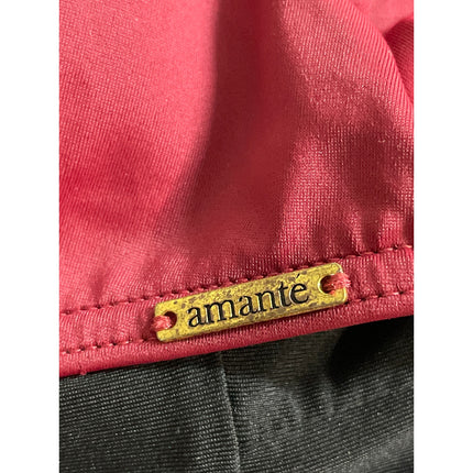 Amante Red Silk Satin Braided Halter Open Back One Piece Swimsuit Swimwear Sz L