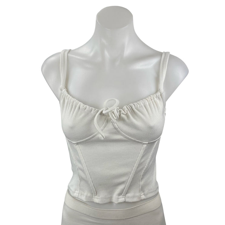 Princess Polly Made With Love Women's White Sleeveless Crop Cami Corset Top Sz 2