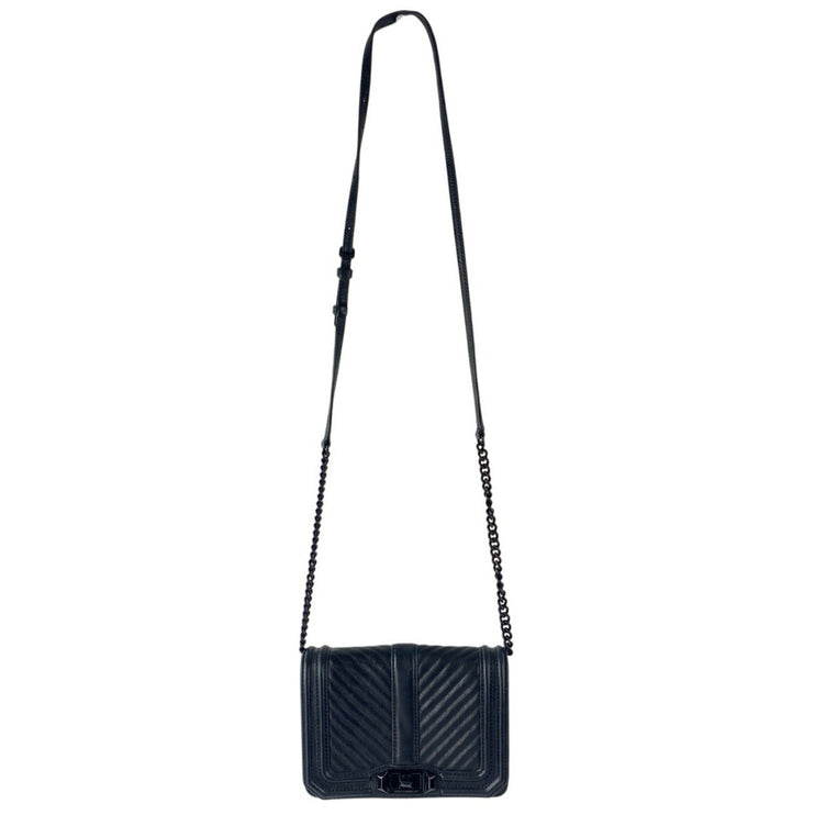 Rebecca Minkoff Chevron Quilted Love Chain Crossbody Clutch Purse Handbag OS