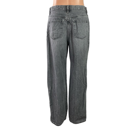 Uniqlo Women's Gray High Waist Relaxed Baggy Wide Leg Denim Jeans Pants Size 27