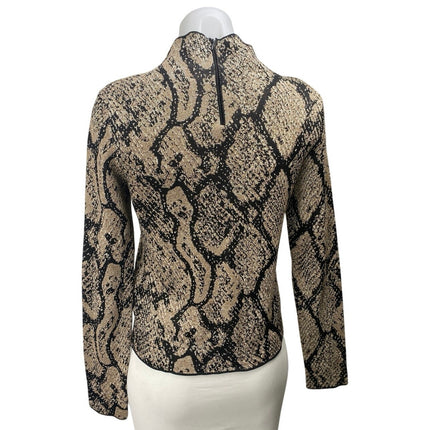 Zara Women's Beige Black Snakeskin Animal Print Long Sleeve Sweater Top Size M