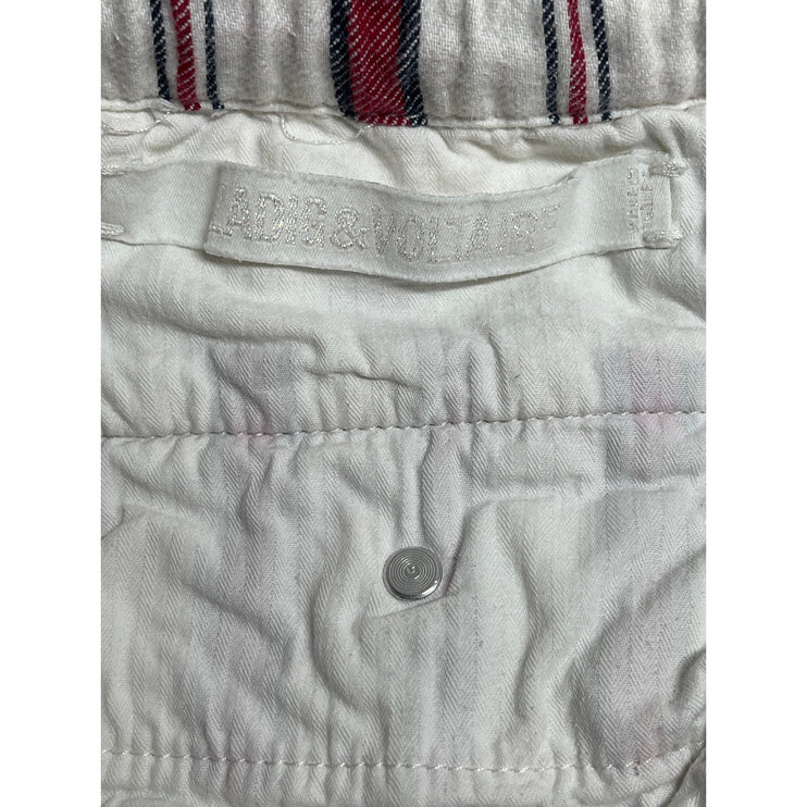 Zadig & Voltaire Womens White Red Striped Straight Leg Trousers Pants Size 6
