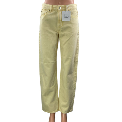 NEW PISTOLA Women's Light Yellow High Rise Straight Leg Denim Jeans Pants Sz 25