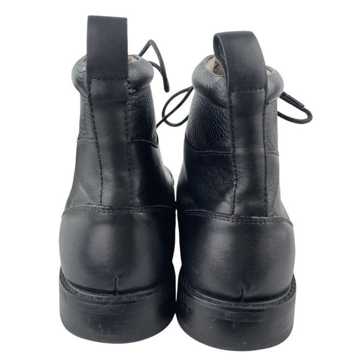 La Milano Alan Men's Black 100% Leather Lace Up Heel Combat Boots Size 10.5