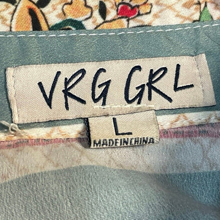VRG Grl Womens Multicolor Paisley Print Button Down Long Sleeve Shirt Top Size L