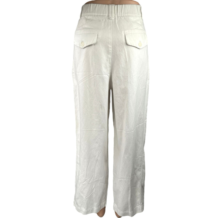Saturday Club White High Waist Pleated Straight Wide Leg Trousers Pants Size S