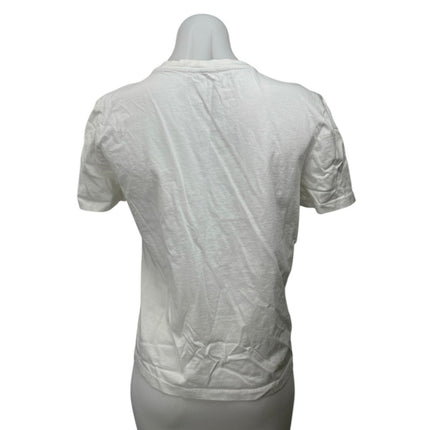 Zara Women's White Blue Abstract Print Rope Short Sleeve T Shirt Tee Top Size S