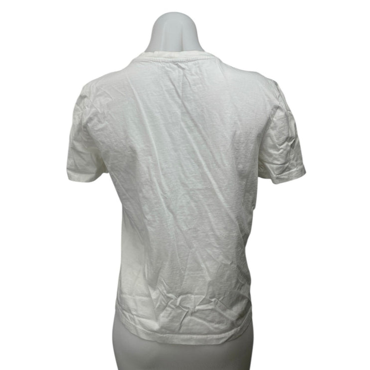 Zara Women's White Blue Abstract Print Rope Short Sleeve T Shirt Tee Top Size S