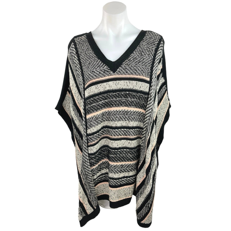 Marks & Spencer Per Una Multicolor Knit Striped V-Neck Pullover Poncho Top Sz S