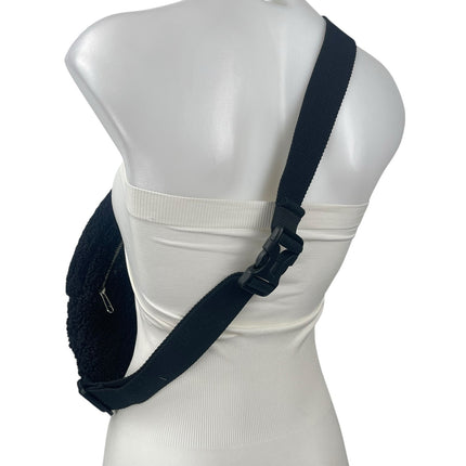 GAP Women's Black Faux Sherpa Fur Fanny Pack Adjustable Sling Borg Bum Belt Bag