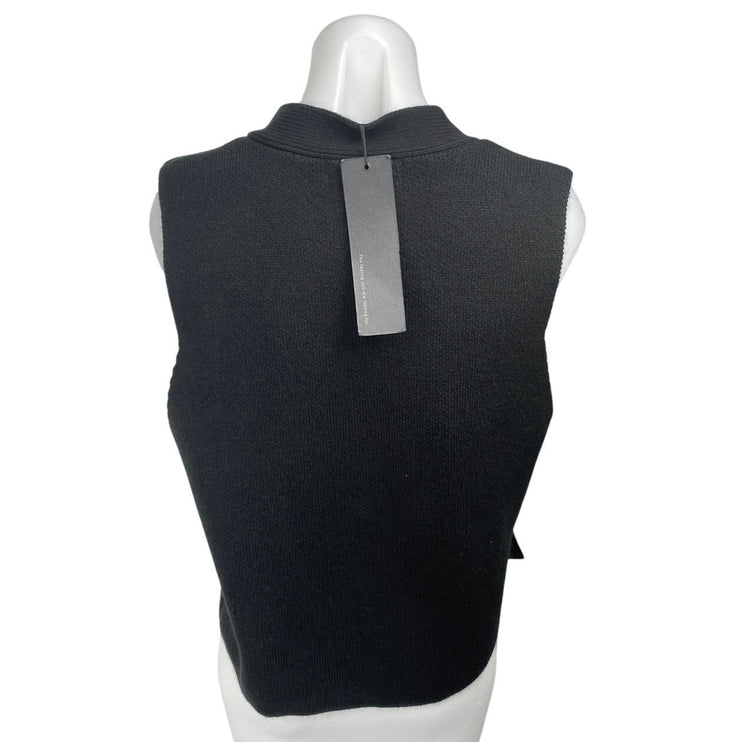 NEW S. Deer Womens Black Sleeveless Knit Asymmetric Button Up Cardigan Sweater S