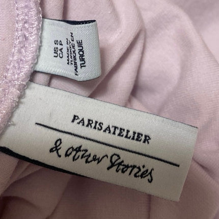 & Other Stories Women's Pink Mock Neck Long Puff Sleeve Sweater Shirt Top Size S