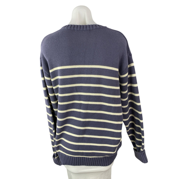 Brandy Melville Women's Purple White Striped Knit Long Sleeve Sweater Top Size L