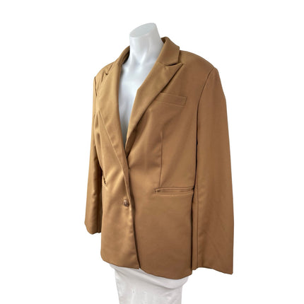 Forever 21 Women's Camel Tan Long Sleeve Peak Lapel Blazer Coat Jacket Size S