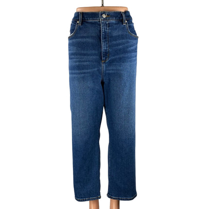 Loft Women's Blue High Rise Slim Baggy Straight Wide Leg Denim Jeans Pants Sz 34