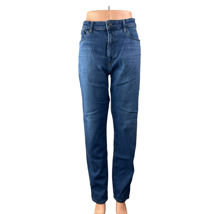 Uniqlo Women's Blue High Waisted Medium Wash Straight Leg Denim Jeans Size L