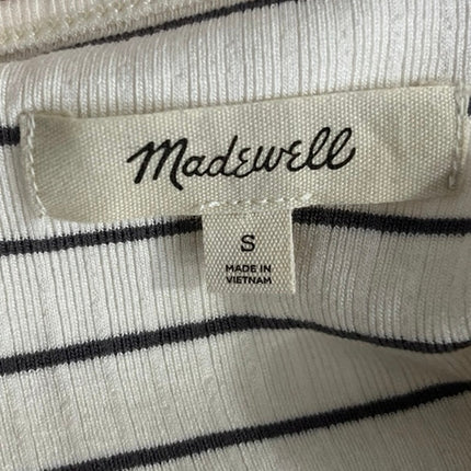 Madewell Cream Black Striped Ribbed Knit Short Sleeve T Shirt Tee Top Size S