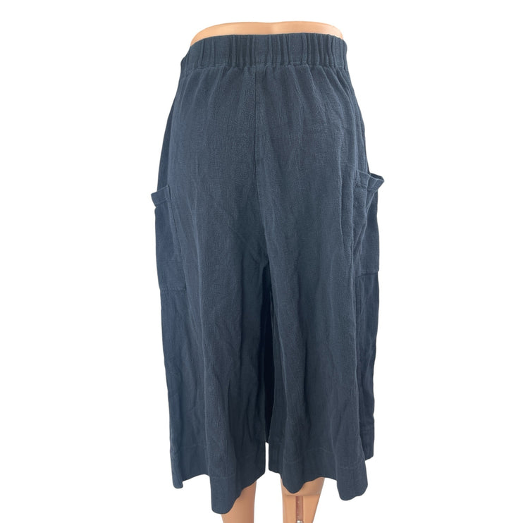 Oak + Fort Women's Black High Waisted Cargo Wide Leg Baggy Crop Trousers Pants S